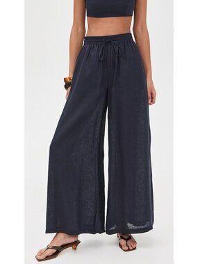 SM-6. Susana Monaco Solid Linen Pants Midnight
